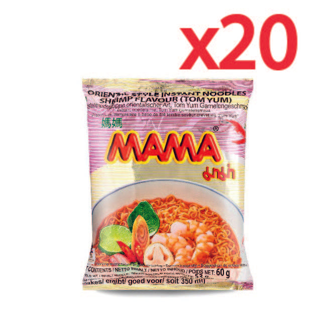 MAMA SHRIMP TOM YUM ORIGINAL NOODLE, Case of 20