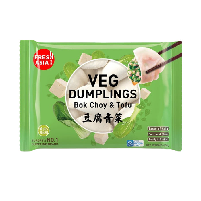 FRESH ASIA BOK CHOY & TOFU VEGAN DUMPLINGS 450G