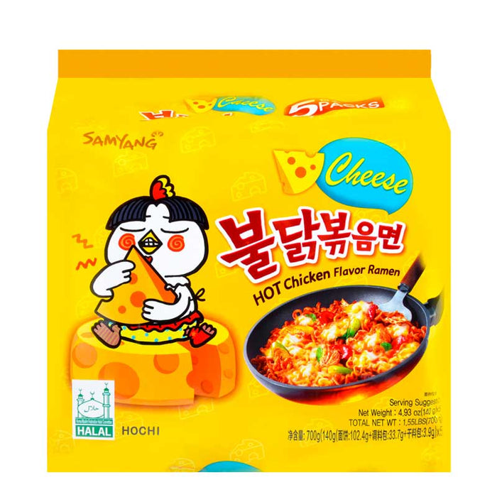 SAMYANG HOT CHICKEN CHEESE RAMEN, 5 PACK