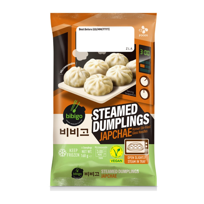 BIBIGO VEGAN JAPCHAE STEAMED MICROWAVEABLE DUMPLINGS - 168G
