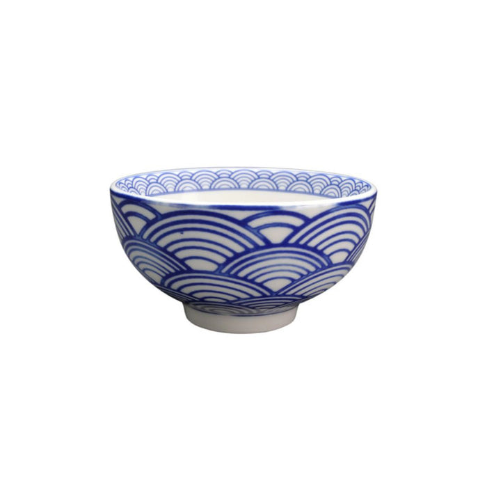 CAMEO RICE BOWL KOI FISH BLUE WAVE PATTERN 11.5CM