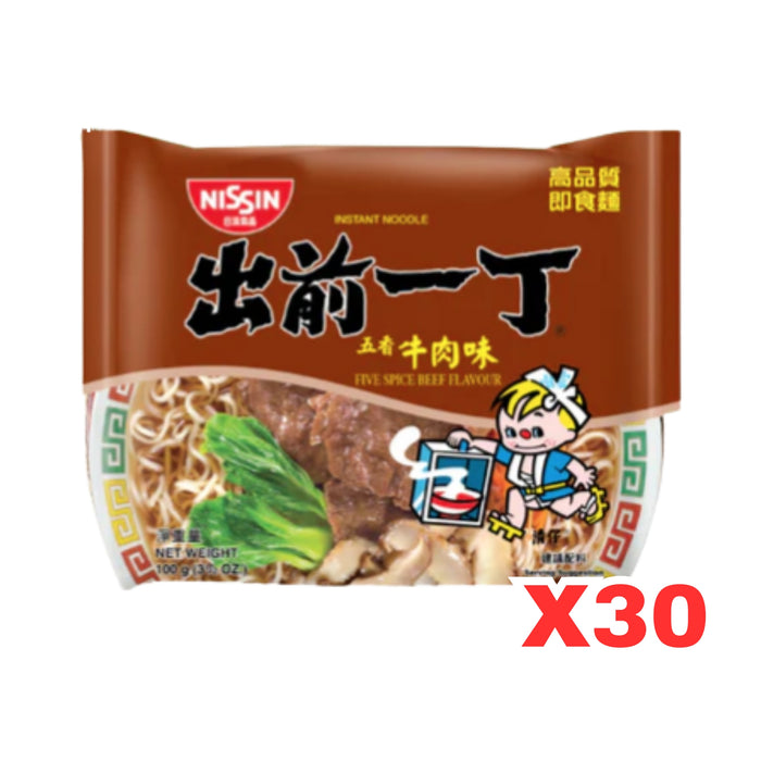 NISSIN FIVE SPICE BEEF HK INSTANT NOODLES 100G, CASE OF 30 出前一丁五香牛肉麵