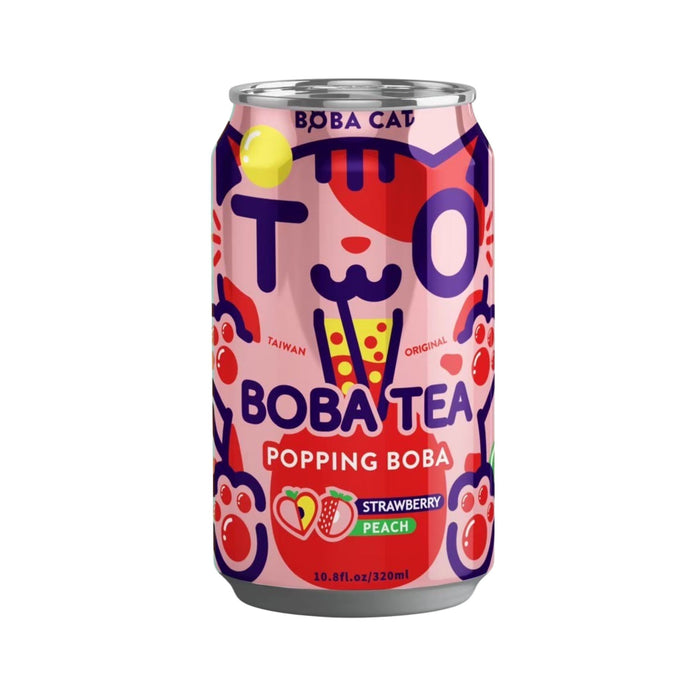 BOBA CAT STRAWBERRY & PEACH BUBBLE TEA 315ML