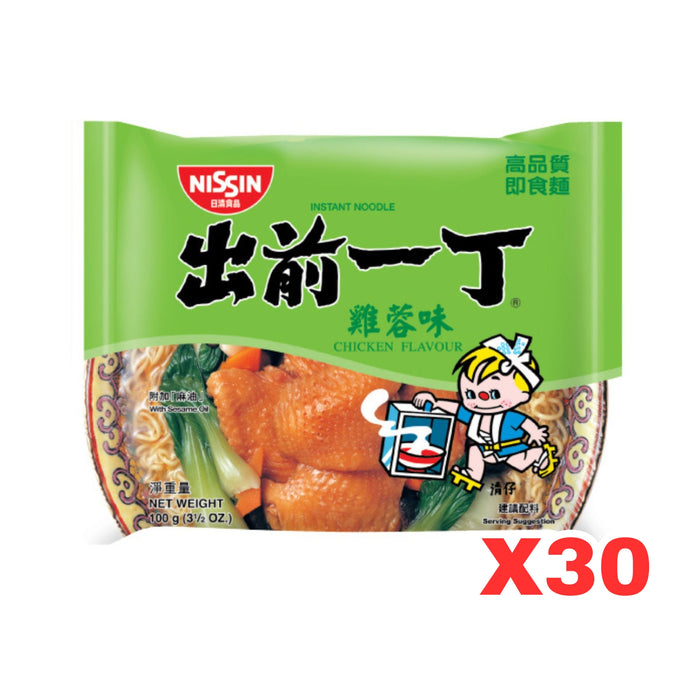 NISSIN CHICKEN HK INSTANT NOODLE 100G, CASE OF 30 出前一丁雞蓉味
