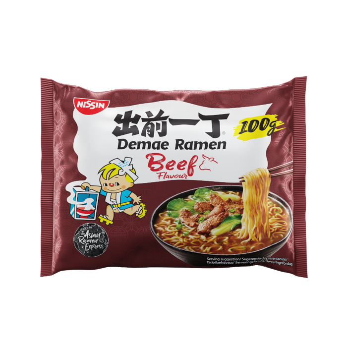 NISSIN BEEF FLAVOUR NOODLES 出前一丁 五香牛肉味湯麵 100G