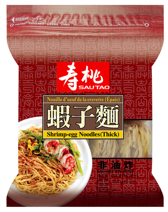 SAU TAO SHRIMP EGG THICK NOODLE 454G 壽桃牌蝦子麵-粗