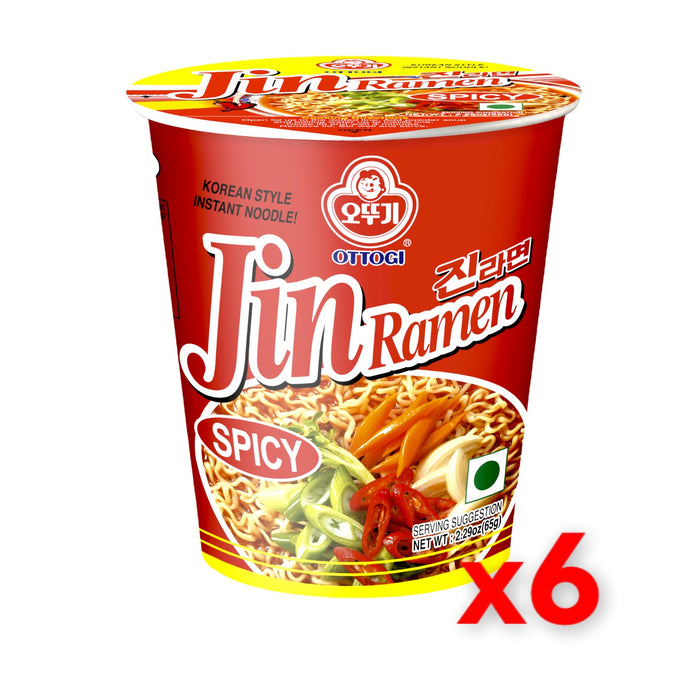 OTTOGI SPICY JIN RAMEN CUP NOODLE, Case of 6