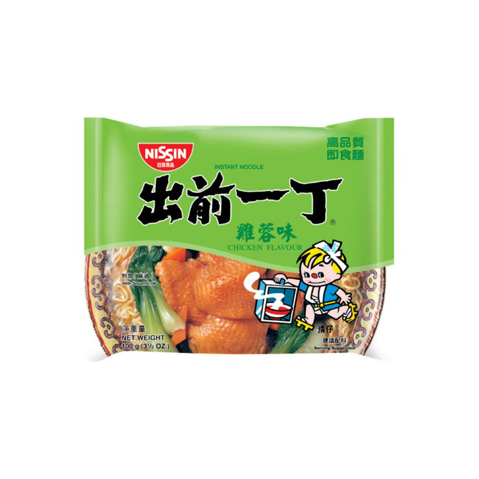NISSIN CHICKEN FLAVOUR RAMEN NOODLES HONG KONG - 100G  出前一丁雞蓉味