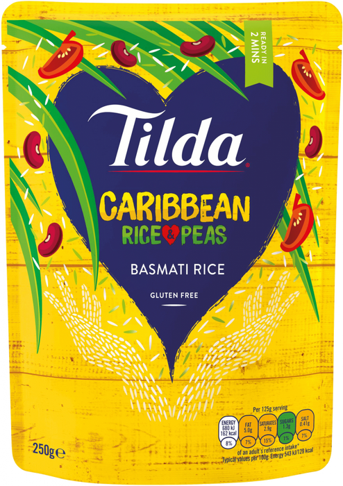 TILDA CARIBBEAN RICE & PEAS 250G