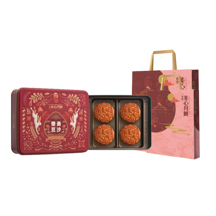 HK MEIXIN RED BEAN PASTE WITH 2 EGG YOLKS MOONCAKE 740G 香港美心雙黃豆沙月餅