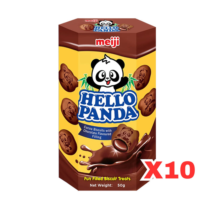 MEIJI HELLO PANDA DOUBLE CHOCOLATE BISCUIT, Case of 10