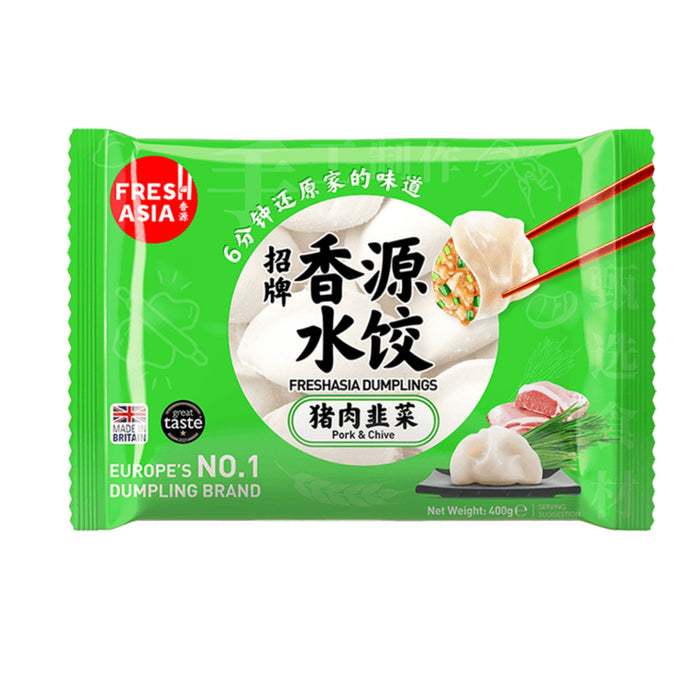 FRESH ASIA PORK &amp; CHIVE DUMPLINGS 400G 香源豬肉韭菜水餃
