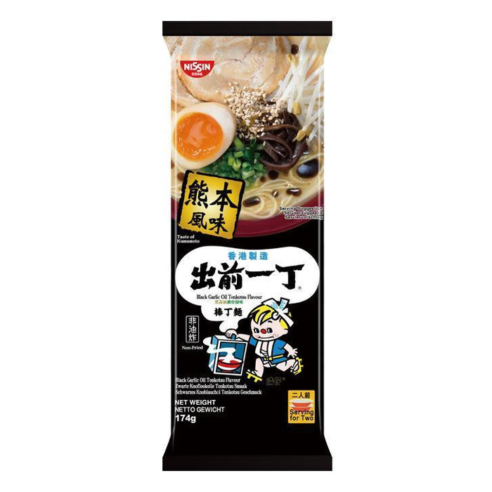 NISSIN BLACK GARLIC OIL FLAVOR BAR NOODLE 174G 出前一丁棒丁面黑蒜油豬骨濃湯味即食麵