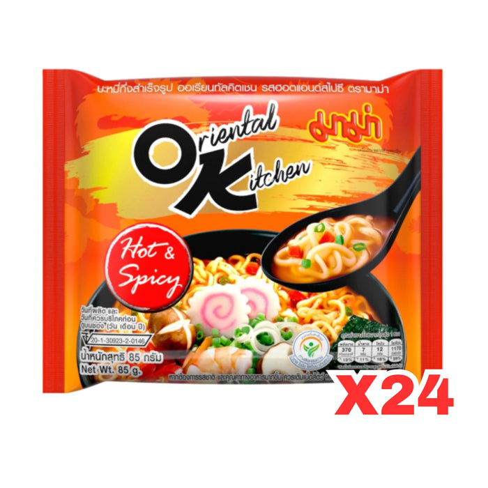 MAMA ORIENTAL KITCHEN HOT & SPICY NOODLE 85G, CASE OF 24