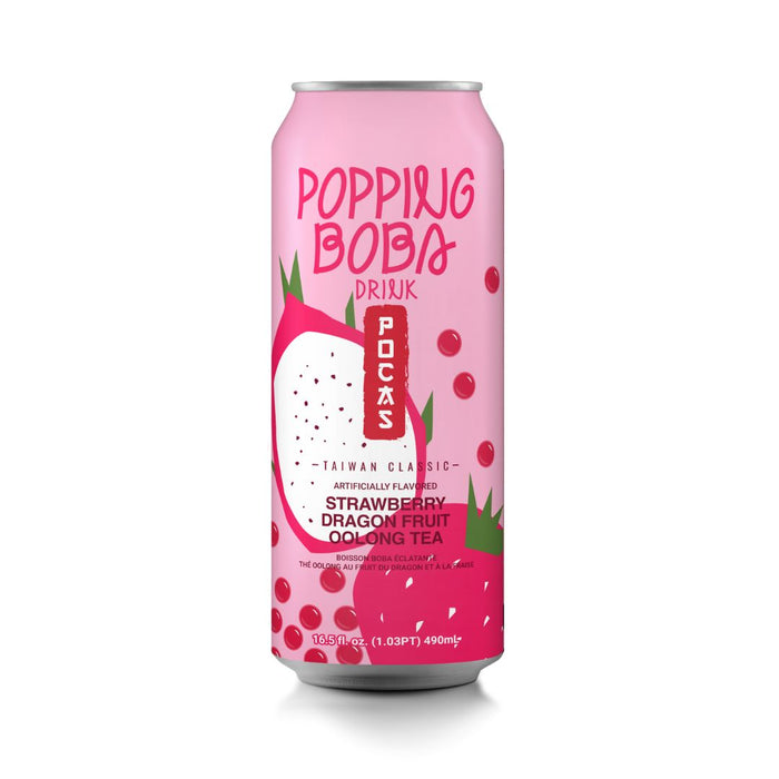 POCAS STRAWBERRY DRAGON FRUIT POPPING BOBA OOLONG TEA 490ML