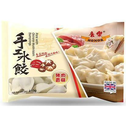 HONOR PORK WITH MUSHROOM DUMPLINGS 410G 康乐猪肉饺子-香菇