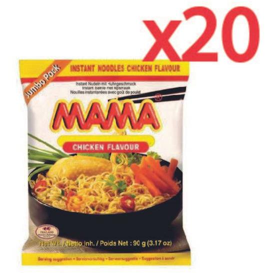 MAMA CHICKEN NOODLE JUMBO PACK 90G, CASE OF 20