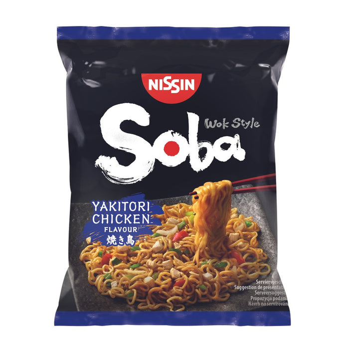 NISSIN YAKITORI CHICKEN FLAVOUR SOBA NOODLES PACKET 110G