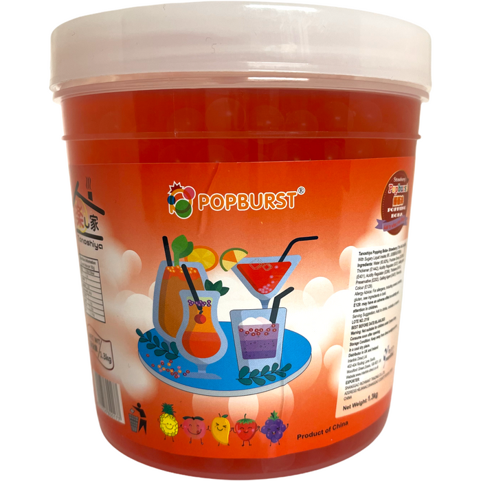 TANOSHIYA POPBURST STRAWBERRY FLAVOUR POPPING BOBA 1.3KG