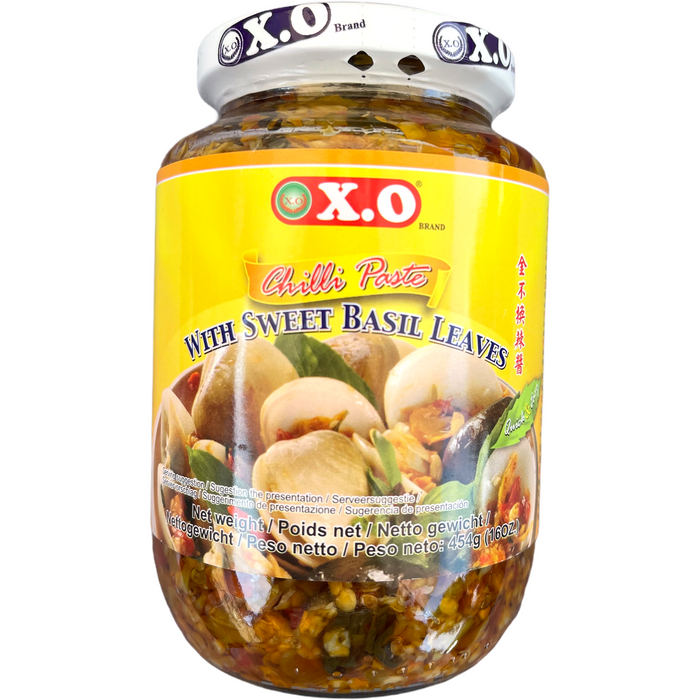 X.O CHILLI PASTE WITH SWEET BASIL LEAVES 454G