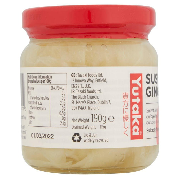 YUTAKA SLICED SUSHI VEGAN GINGER 190G