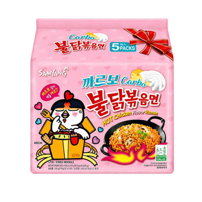 SAMYANG BULDAK CARBONARA HOT CHICKEN RAMEN 130G, PACK OF 5