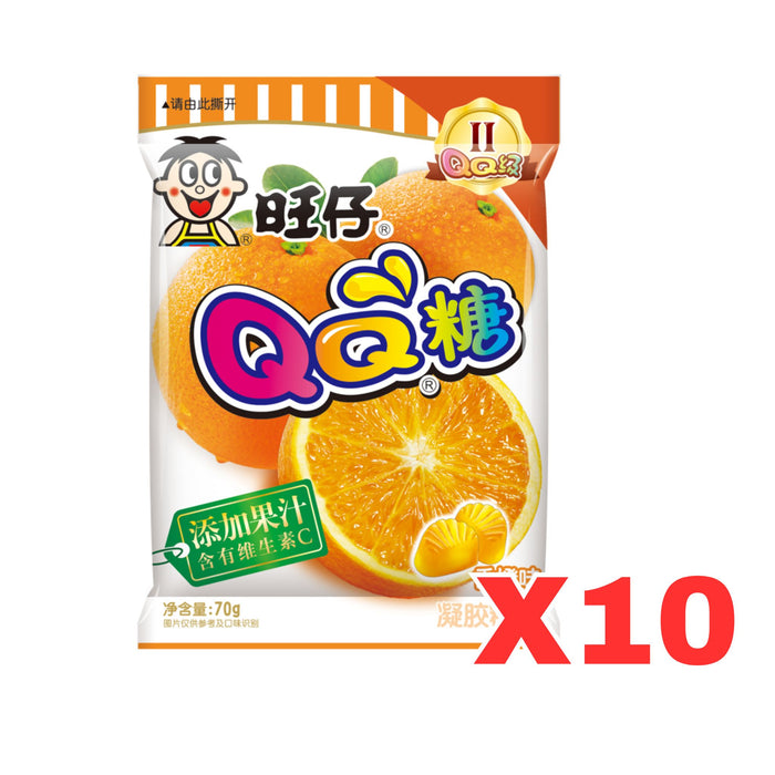 WANT WANT QQ ORANGE SOFT CANDY, CASE OF 10 旺仔QQ糖(香橙味)