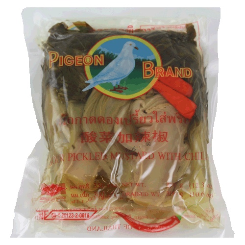 PIGEON PICKLED MUSTARD GREEN WITH CHILLI 350G 白鴿牌酸菜加辣椒
