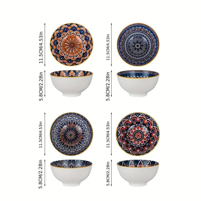 BOHEMIAN STYLE CERAMIC RICE BOWL GIFT SET