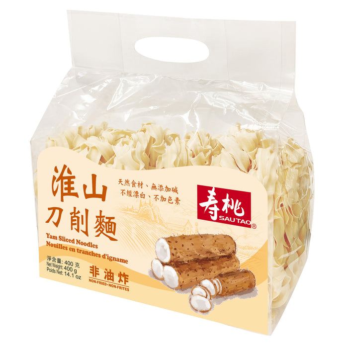 SAU TAO YAM SLICED NOODLES 400G 壽桃牌淮山刀削麵