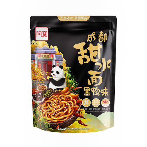 BAIJIA UDON SWEET AND SPICY FLAVOUR NOODLE 275G 阿宽成都甜水面黑鸭味（袋)