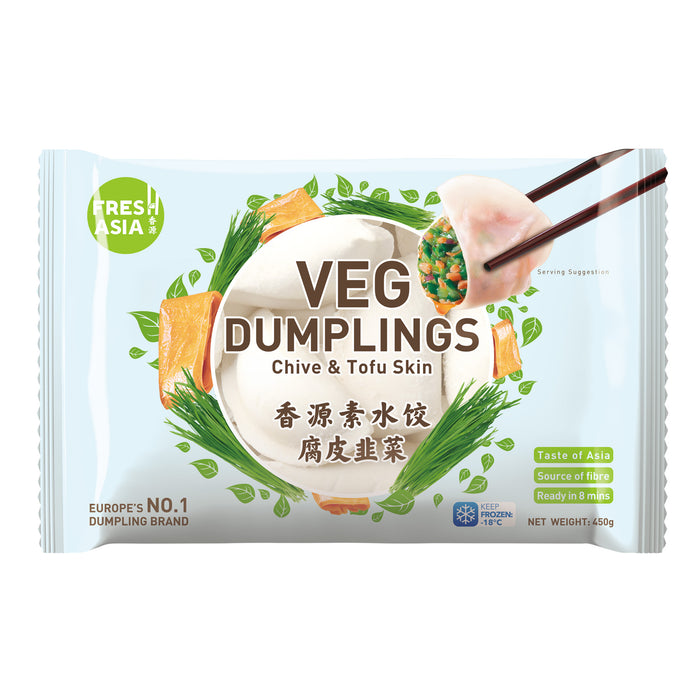 FRESH ASIA CHIVES & TOFU SKIN DUMPLINGS 450G 香源腐皮韭菜水餃