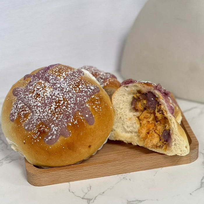 CHINA COURT MEAT FLOSS TARO MOCHI BUN 95G 芋泥麻薯肉松包 (Approx 2-3 Days Shelf Life. Dispatched tues-Thurs