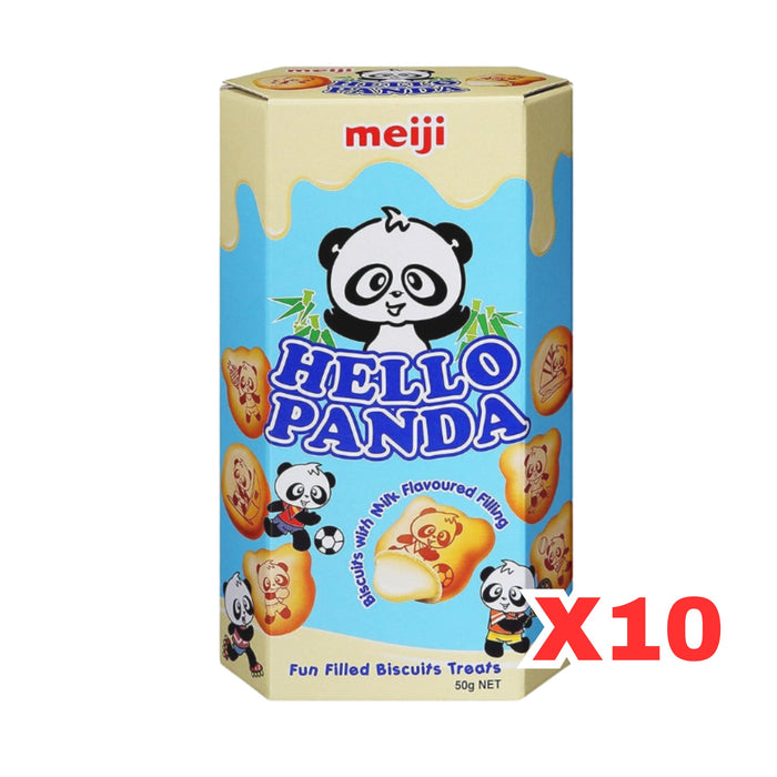 MEIJI HELLO PANDA MILK CREAM BISCUIT 50G, CASE OF 10
