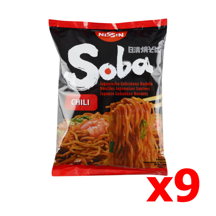 NISSIN SOBA CHILLI NOODLES PACKET, Case of 9 - 111G