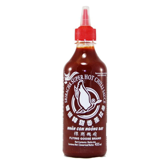 FLYING GOOSE SUPER HOT SRIRACHA CHILLI SAUCE 455ML 飞鹅商标是拉差香甜辣椒酱
