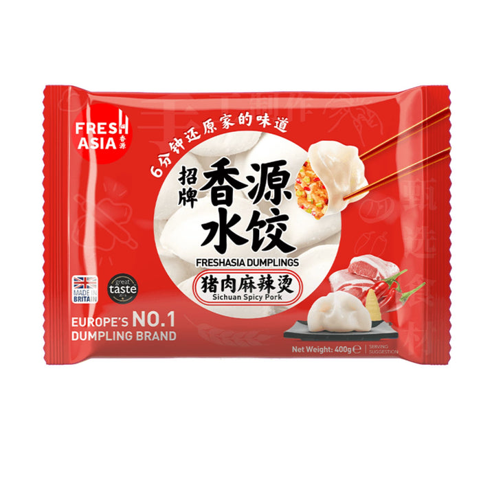 FRESH ASIA SICHUAN SPICY PORK DUMPLINGS 400G 香源猪肉麻辣燙水餃