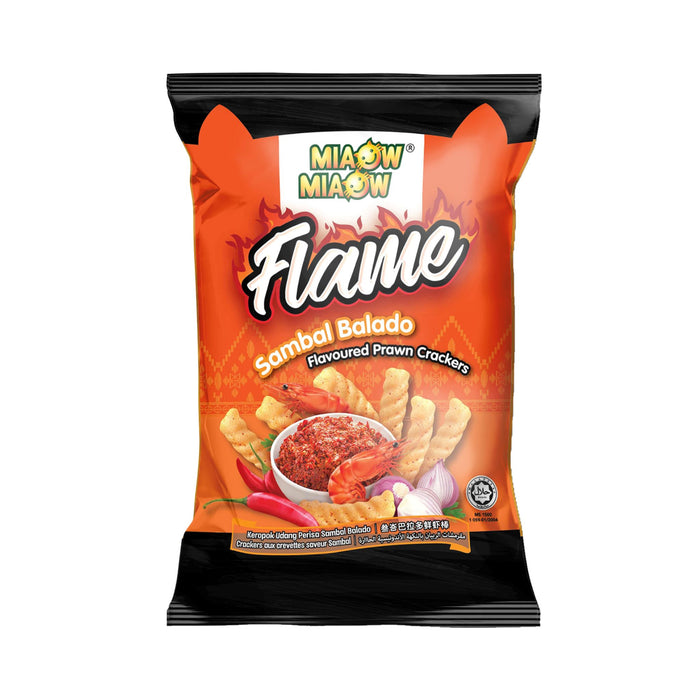 MIAOW MIAOW FLAME SAMBAL BALADO PRAWN CRACKERS 50G