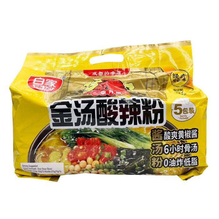 BAIJIA SOUR SOUP INSTANT VERMICELLI, PACK OF 5, 510G 白象金湯酸辣粉 (5包裝)