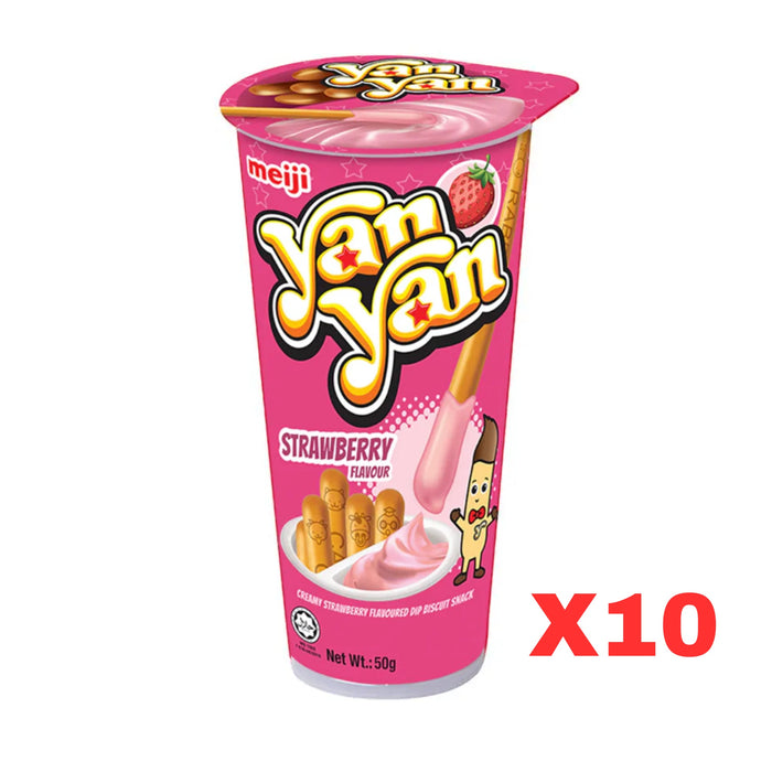 MEIJI STRAWBERRY YAN YAN 50G, CASE OF 10