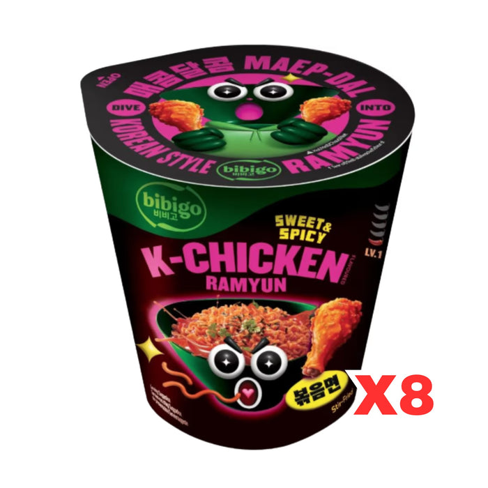BIBIGO K-CHICKEN RAMYUN 98G, CASE OF 8