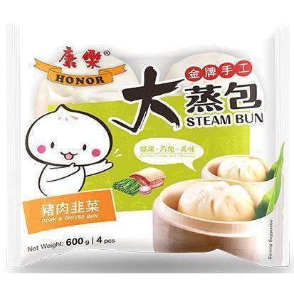 HONOR PORK &amp; CHIVE BUN 600G 康乐包子-猪肉韭菜