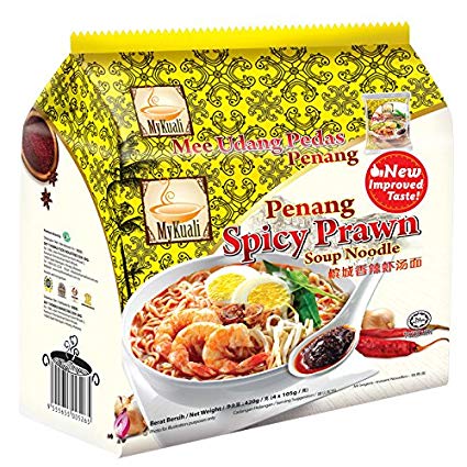 MYKUALI 清真麵 UDANG PEDAS 檳城辣蝦麵湯 - 105G X 4