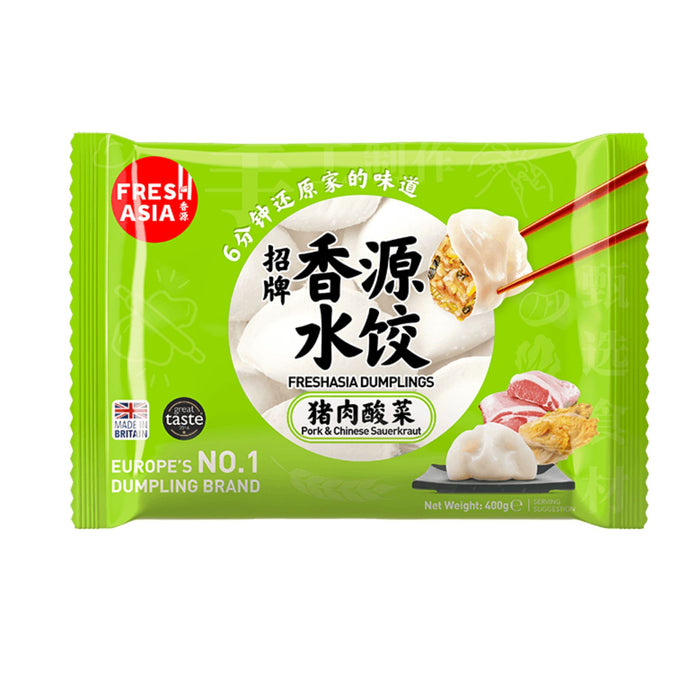 FRESH ASIA PORK &amp; CHINESE SAUERKRAUT DUMPLINGS 400G 香源猪肉酸菜水饺