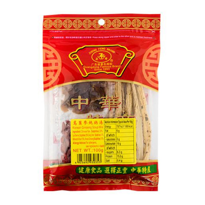 ZHENG FUNG KOREAN GINSENG SOUP MIX - 100G 正豐高麗參燉雞湯