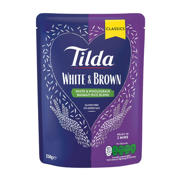 TILDA WHITE & BROWN BASMATI RICE 250G