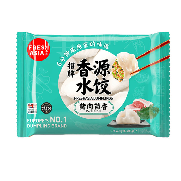 FRESH ASIA PORK &amp; DILL DUMPLINGS 400G 香源猪肉茴香饺子