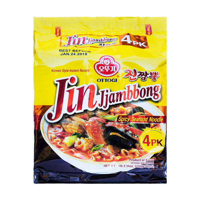OTTOGI JIN JJAMBBONG SPICY SEAFOOD NOODLE, Pack of 4