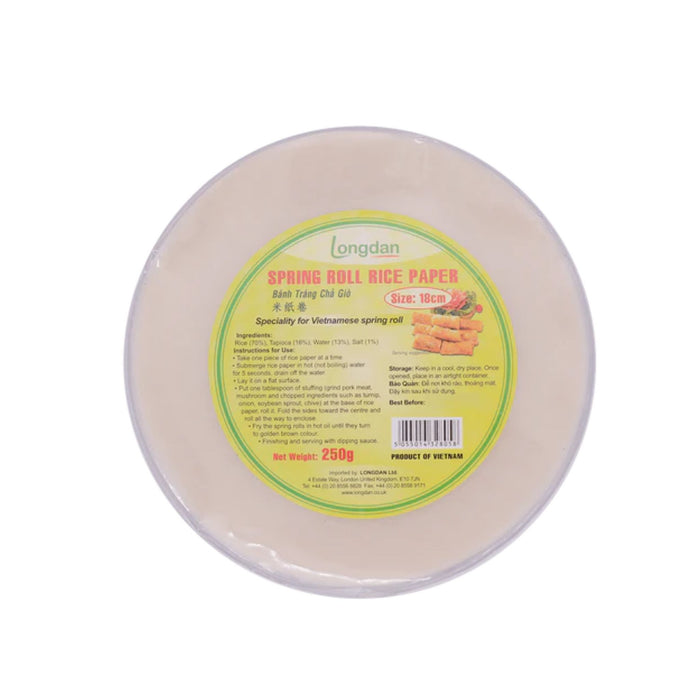 LONGDAN 18CM SPRING ROLL RICE PAPER 250G